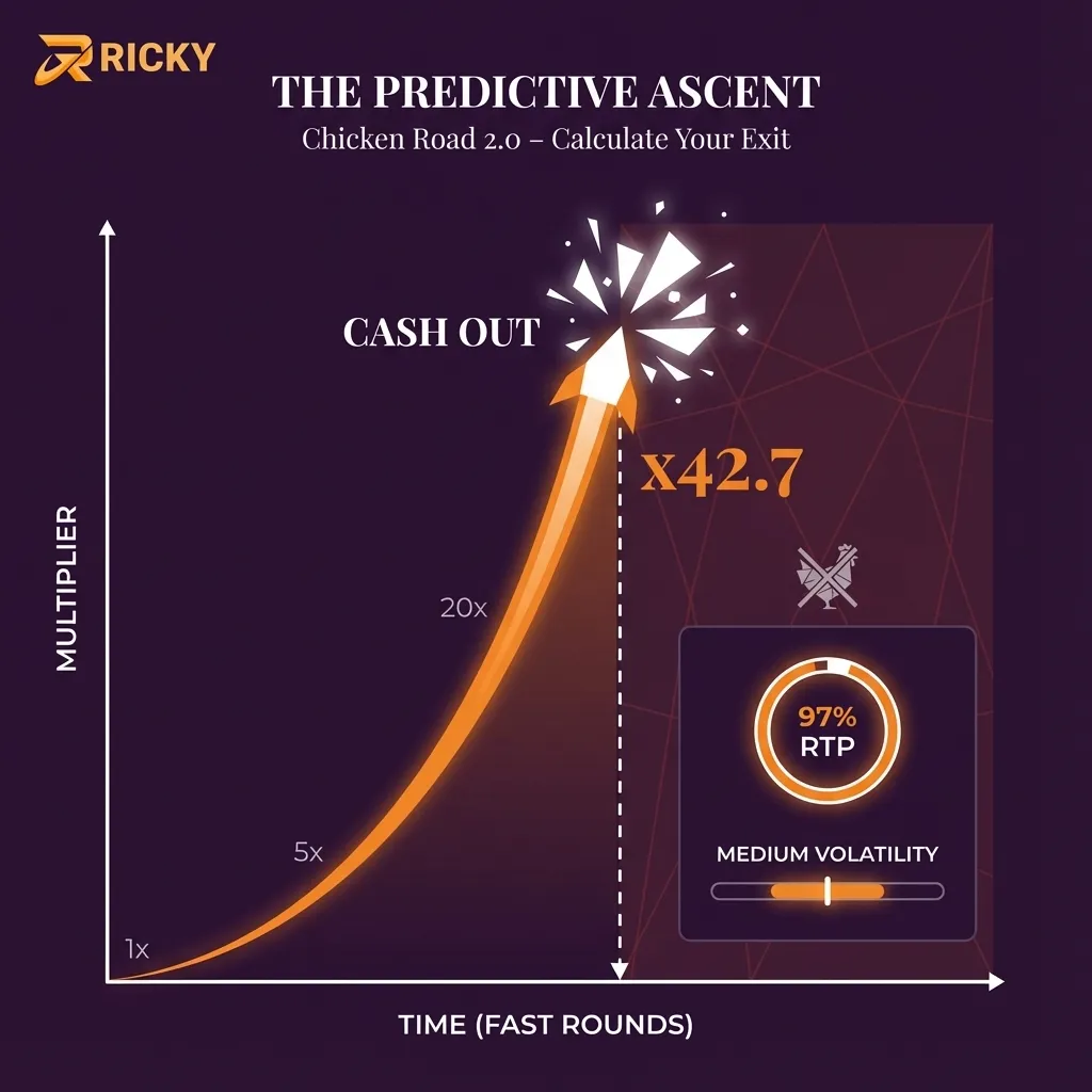 Play Chicken Road 2.0 online at Ricky Casino in Australia - crash game with 97% RTP