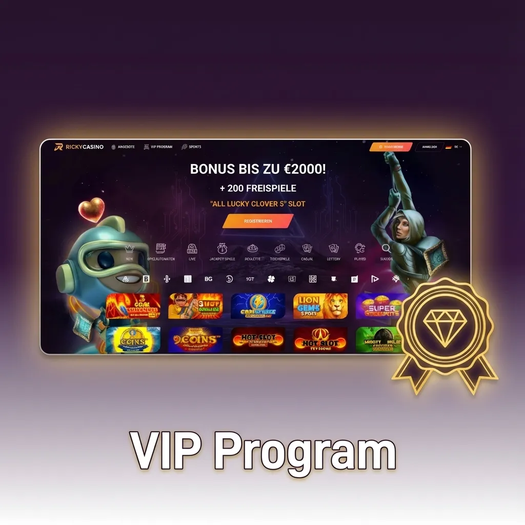 Graphic promoting Ricky Casino VIP program tiers, perks, and points progress for Australian players