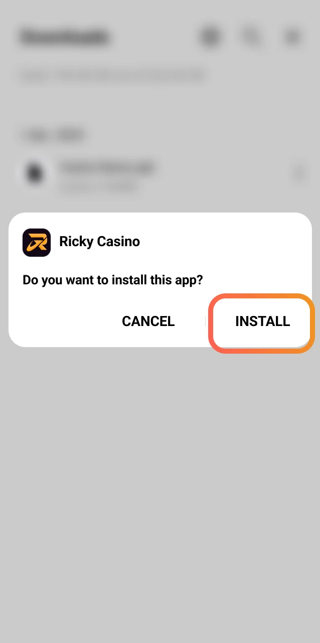 Open your Downloads folder, tap the Ricky Casino APK file, and accept all prompts.