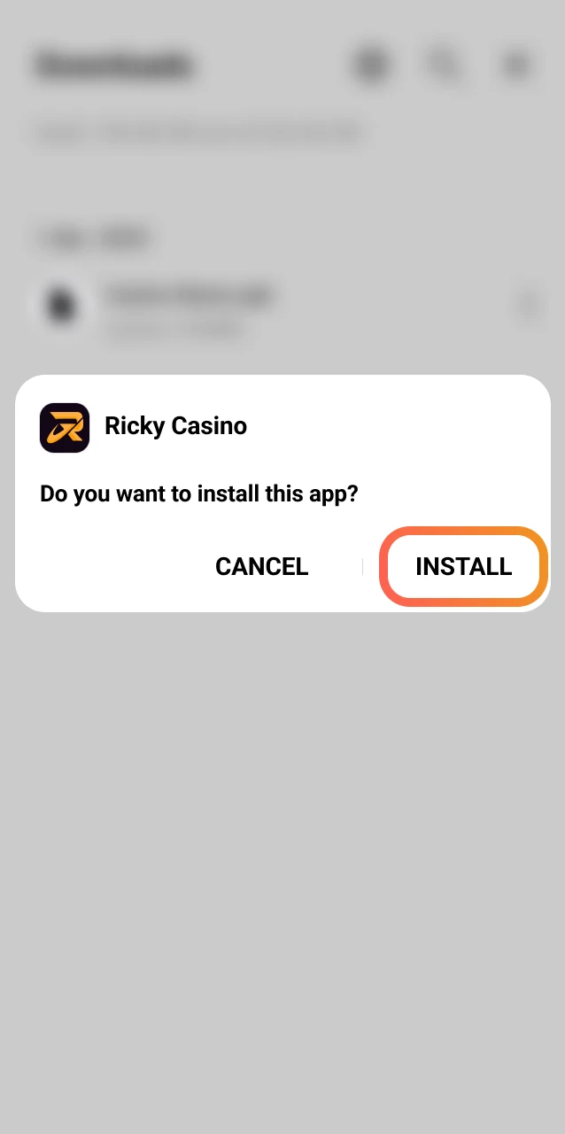 Open the Ricky Casino APK file and follow the on-screen steps to complete installation.