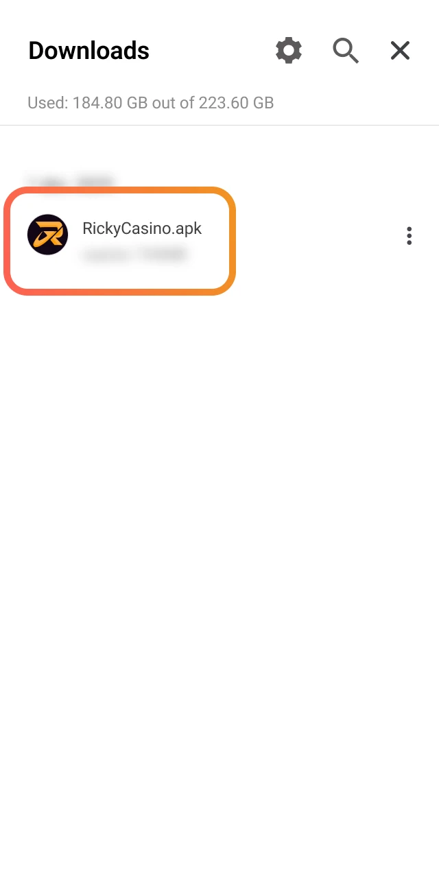 Open your downloads folder, tap the Ricky Casino APK file, and confirm installation.