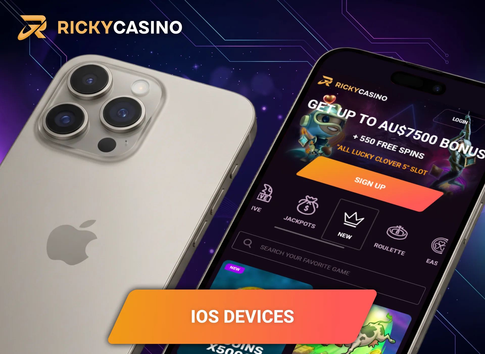 Review supported Apple devices before loading the modern Ricky Casino app.