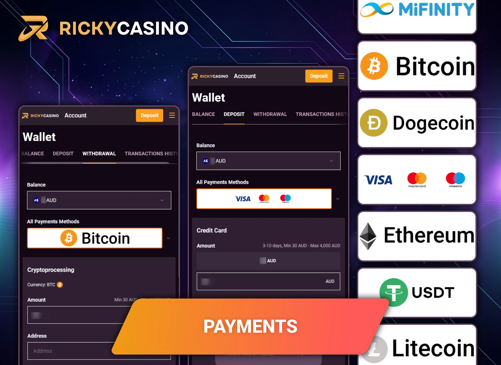 Top up your Ricky Casino app balance conveniently across Australia.