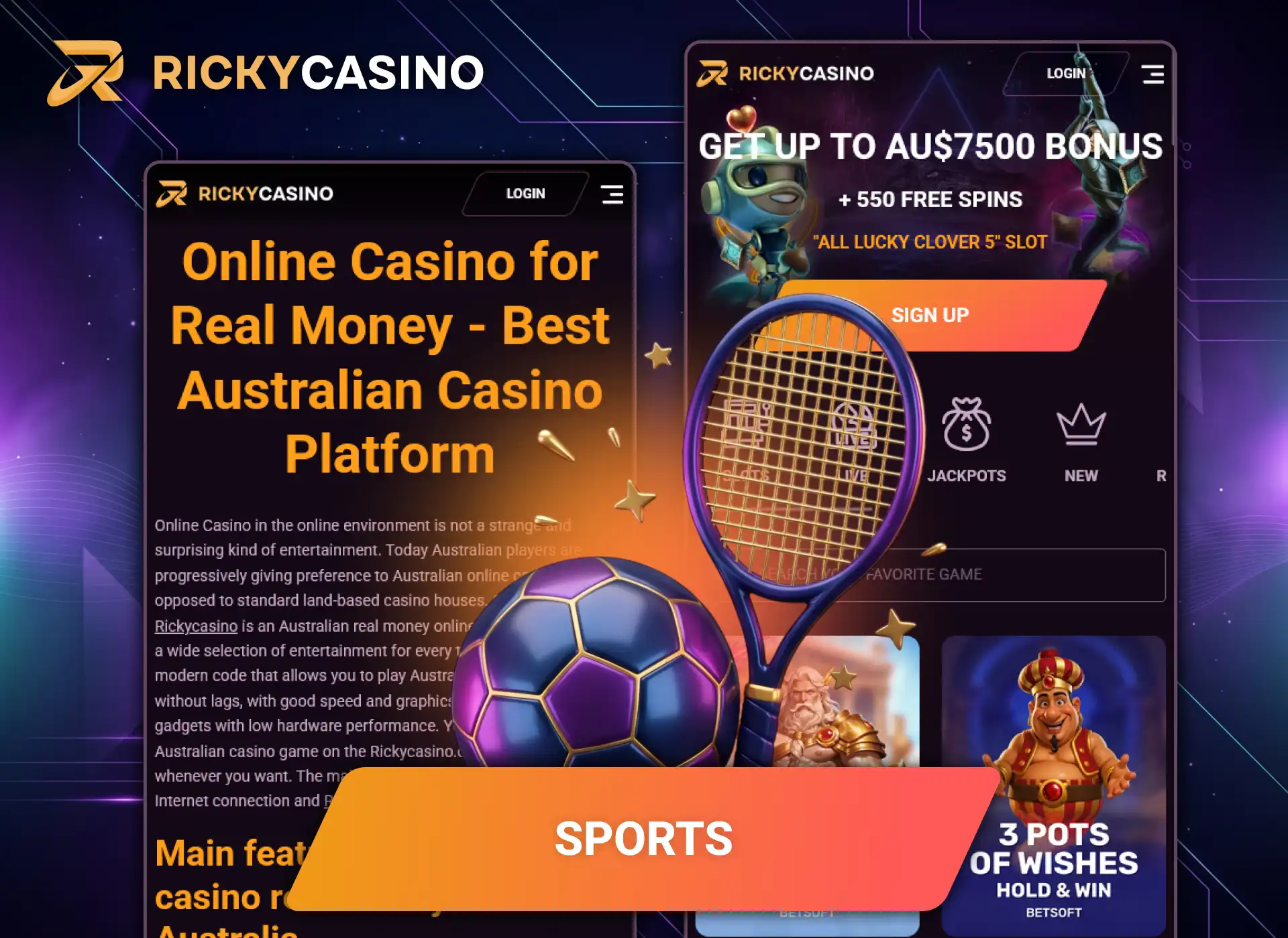 Explore premium gambling features packed into the modern Ricky Casino app. Wager on major sports markets inside the Ricky Casino betting app.