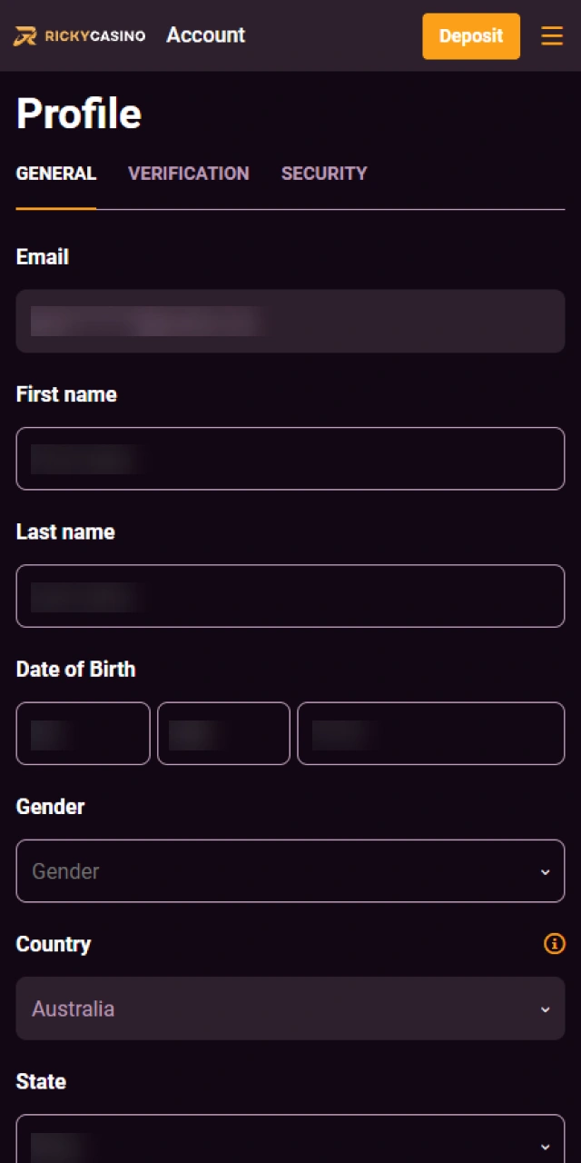 Await security approval to finalize your overall Ricky Casino verification status.